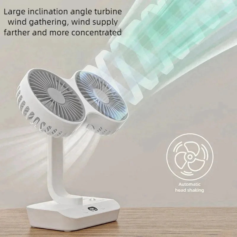 Adjustable Double-Head Portable Table Fan Night Lamp | Bowlift