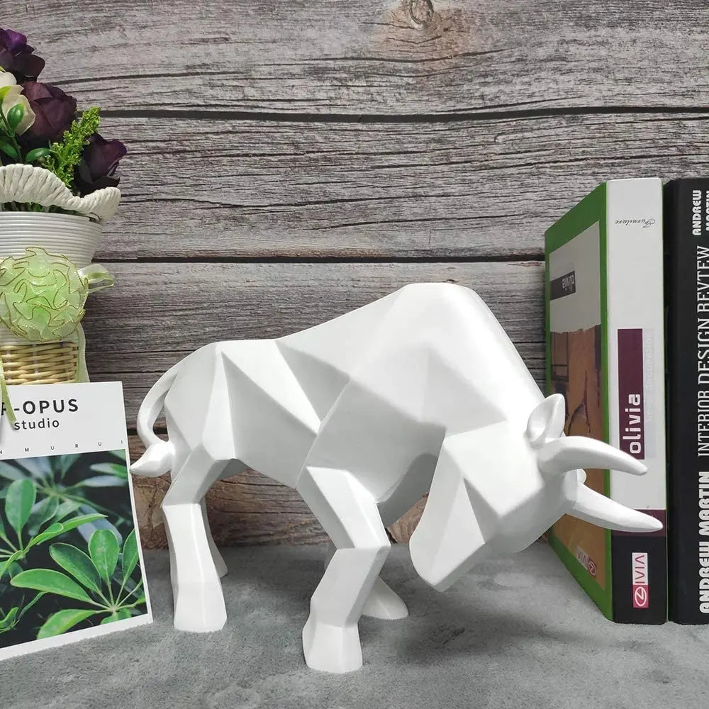 BowLift | YuryFvna Modern Geometric Bull Statue, Ornament, Café, Bull Sculptures, Animal Figures, Abstract Hotel Home Decoration