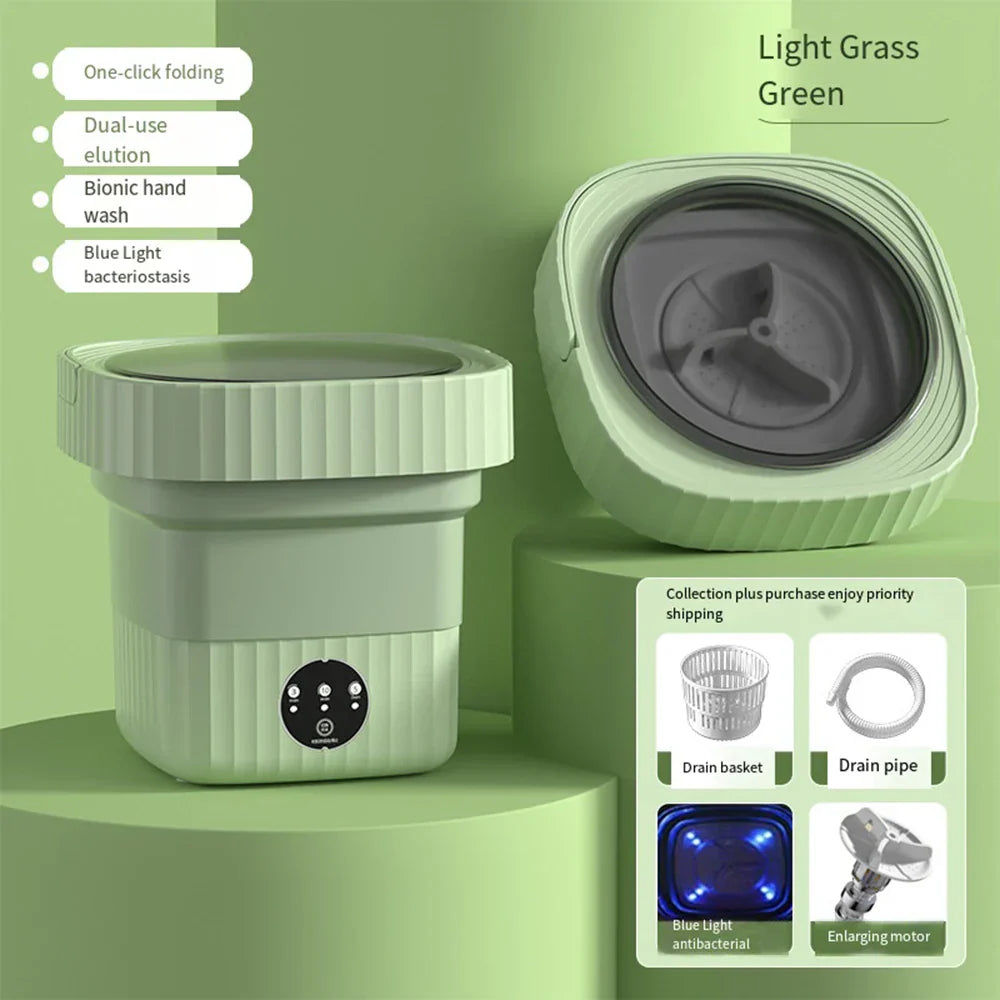 Compact Folding Ultrasonic Travel Laundry Washing Machine | Bowlift