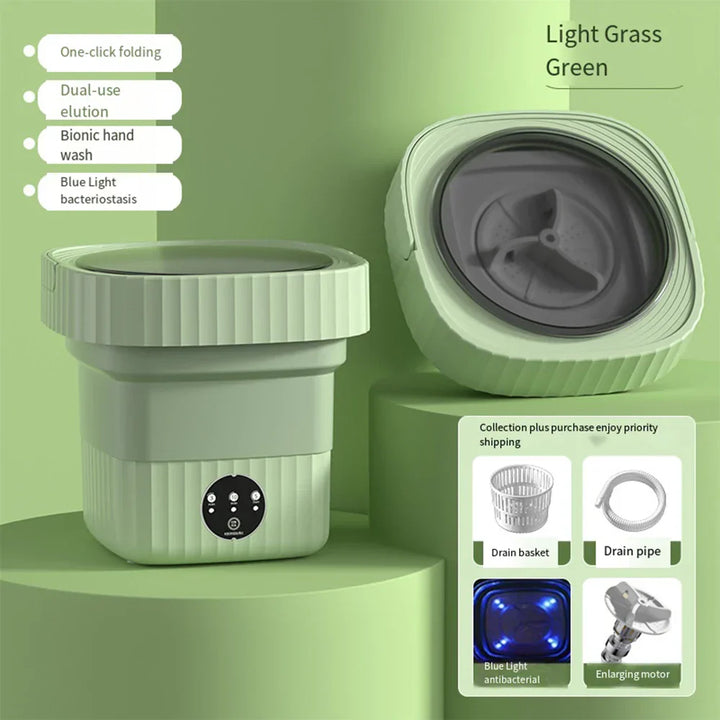 Compact Folding Ultrasonic Travel Laundry Washing Machine | Bowlift