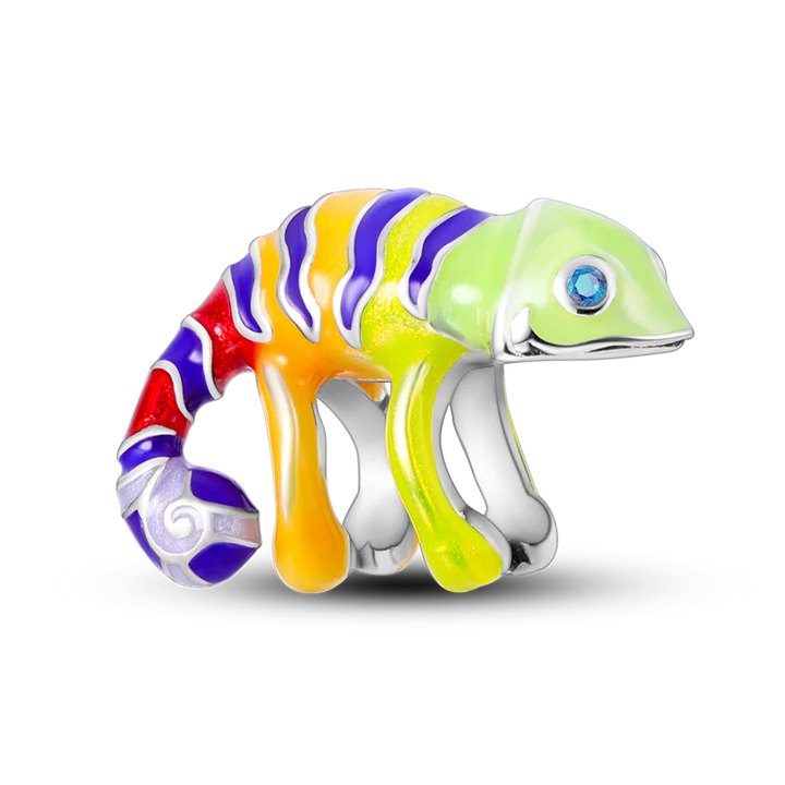BowLift | 925 Silver Golden Leopard Charms Beads Colorful Chameleon Rhinoceros Lion Scarab Cat Pendant Compatible with Original Pandora Bracelet Jewelry