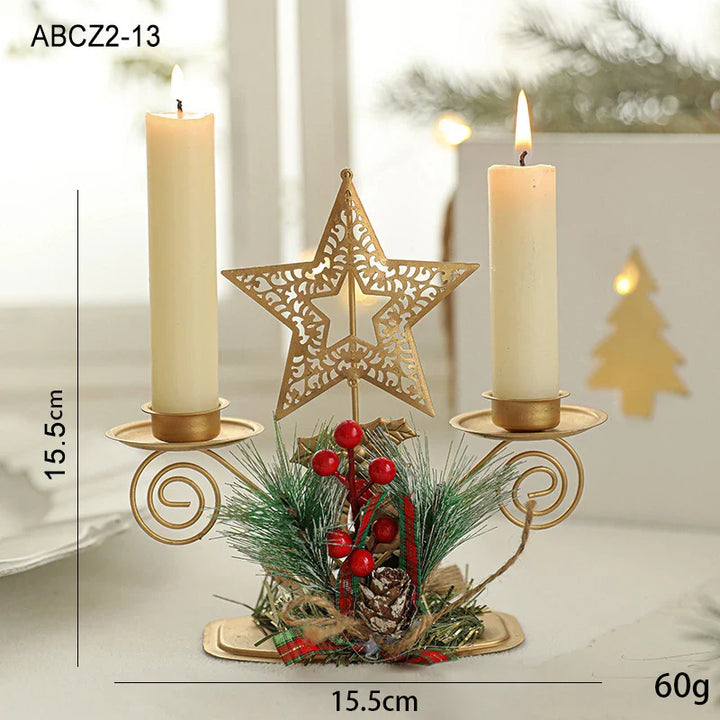 BowLift | Candle Holder LumiNoel | Golden Christmas Candle Holder Made of Iron | Snowflake, Star, Tree & Reindeer | Table Decoration for Christmas & New Year