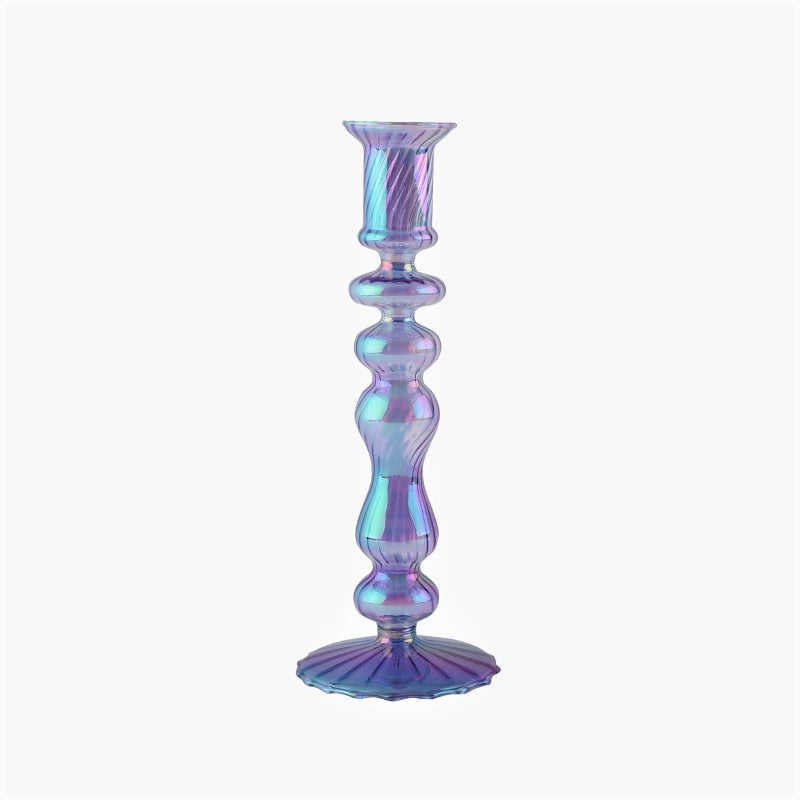 Ribbed Glass Candleholders - Mermaid | Bowlift