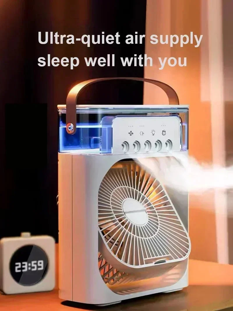 3-in-1 Mini Air Cooler Fan – Portable Household Air Conditioner with LED Night Light, Humidifier, and Adjustable Air for Home & Office | Bowlift