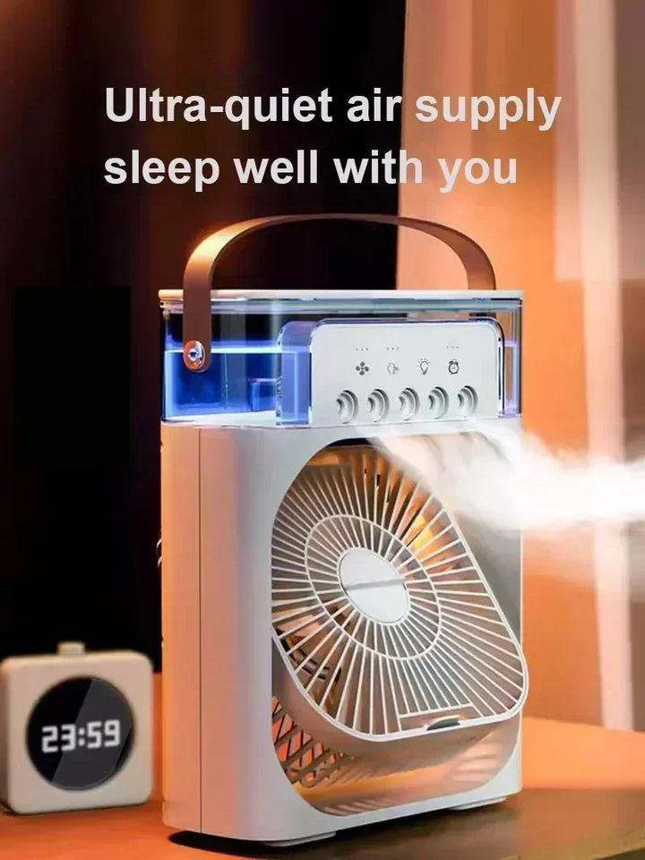 3-in-1 Mini Air Cooler Fan – Portable Household Air Conditioner with LED Night Light, Humidifier, and Adjustable Air for Home & Office | Bowlift