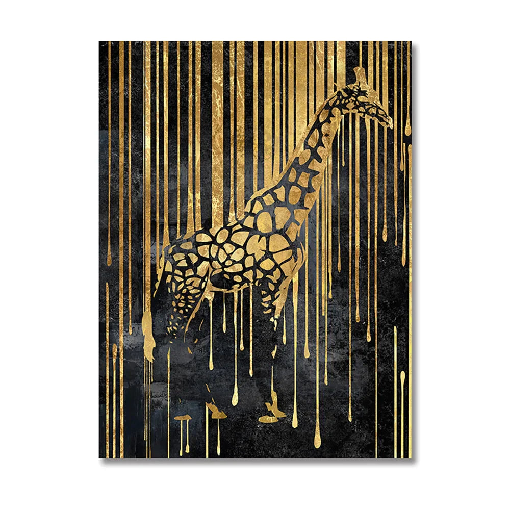 Modern Abstract Golden Zebra Lines Lion Elephant Tiger Wall Art Fine Art Canvas Prints Pictures For Luxury Apartment Living Room Dining Room Art Decor | Bowlift