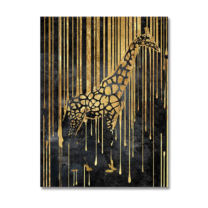 Modern Abstract Golden Zebra Lines Lion Elephant Tiger Wall Art Fine Art Canvas Prints Pictures For Luxury Apartment Living Room Dining Room Art Decor | Bowlift
