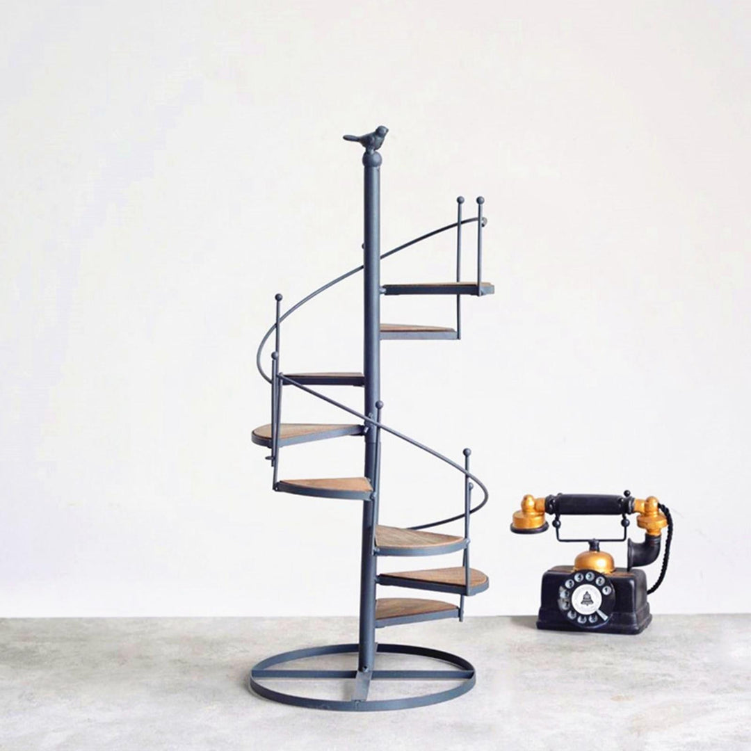 Elegant spiral-shaped plant stand for balcony and garden arrangements Bowlift
