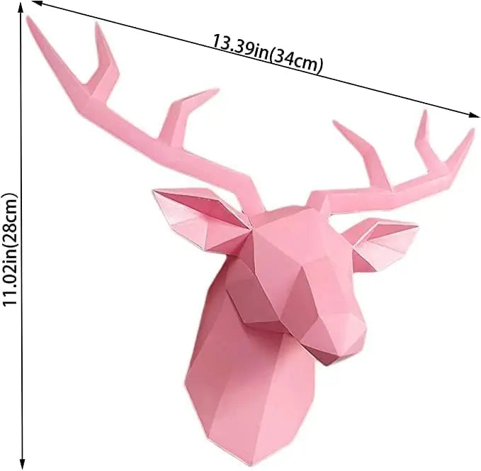 BowLift | 3D-Deer Head Sculpture, geometric resin, animal deer head wall decoration, modern home decor, luxurious decorative wall decor