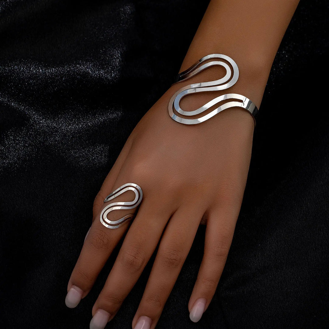 BowLift | Adjustable Modern Swirl Bracelet and Ring Set