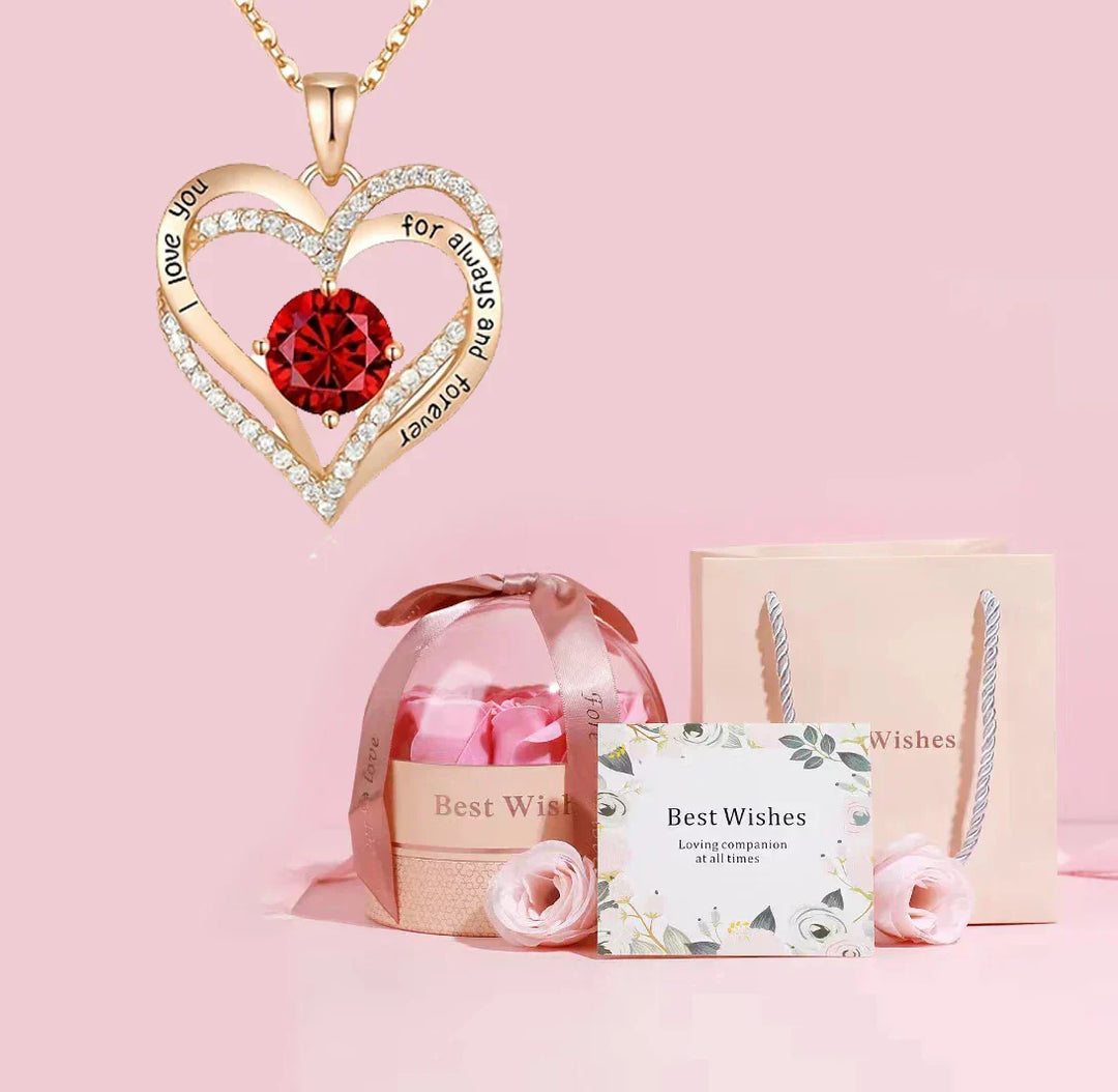 BowLift | Mama Heart Pendant Red Zircon Necklace