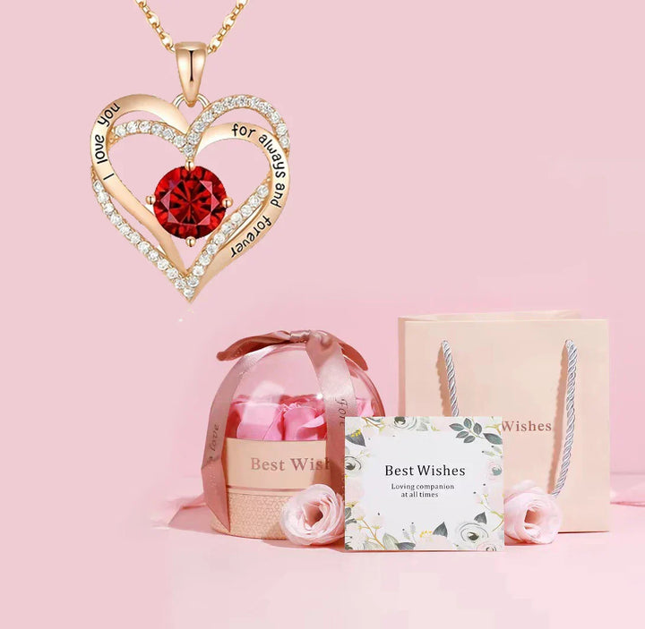 BowLift | Mama Heart Pendant Red Zircon Necklace