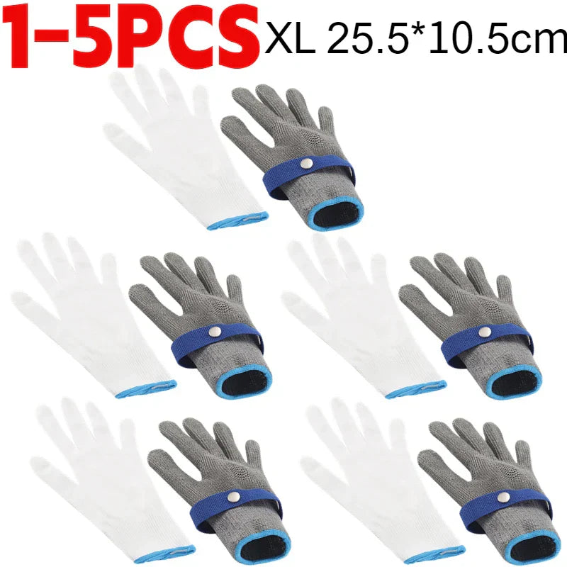 BowLift | Stainless steel cut-resistant gloves - Anti-cut, wire metal weave hand protection for slaughtering, gardening and labor safety