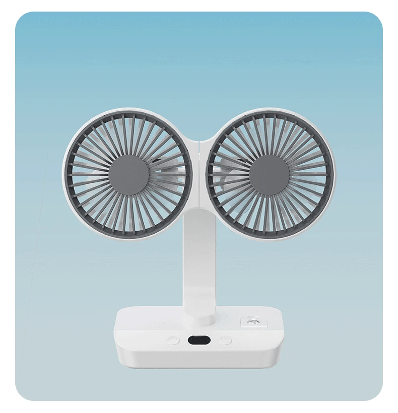 Adjustable Double-Head Portable Table Fan Night Lamp | Bowlift