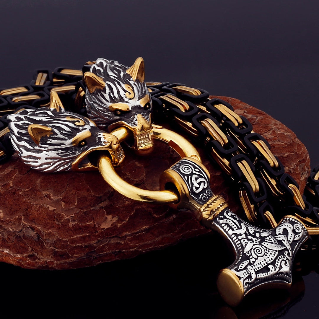 BowLift | Nordic Viking Wolf Head Stainless Steel Necklace