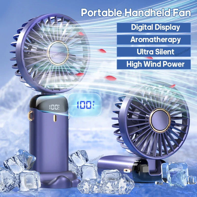 BowLift | AERIONIQ 3-in-1 Mini-Fan | LED Display | 5 Levels | Battery with Power Bank Function | Portable & Standable