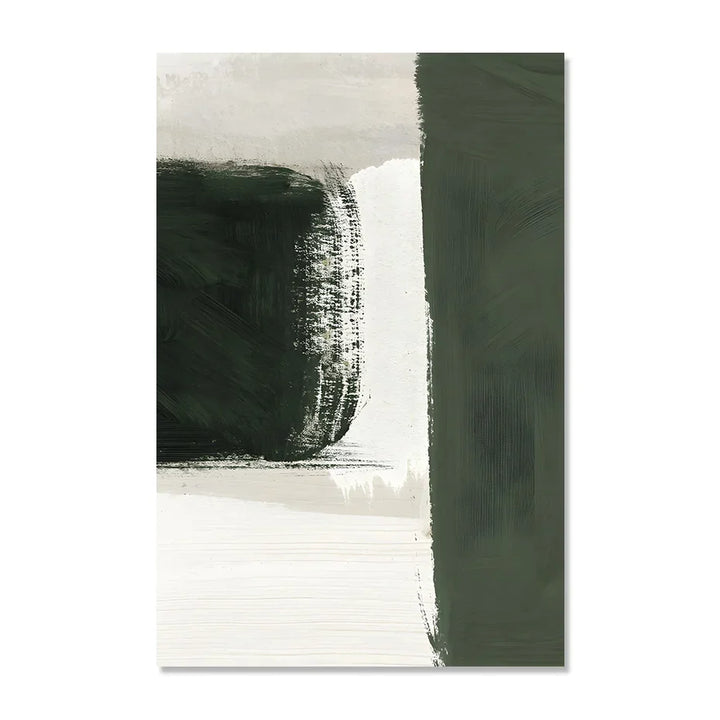 Modern Abstract Green Beige White Brushstroke Canvas Prints Nordic Wall Artwork For Contemporary Living Room Home Decor Artwork | Bowlift