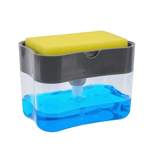 Kitchen soap dispenser with sponge holder | Push-type Bowlift