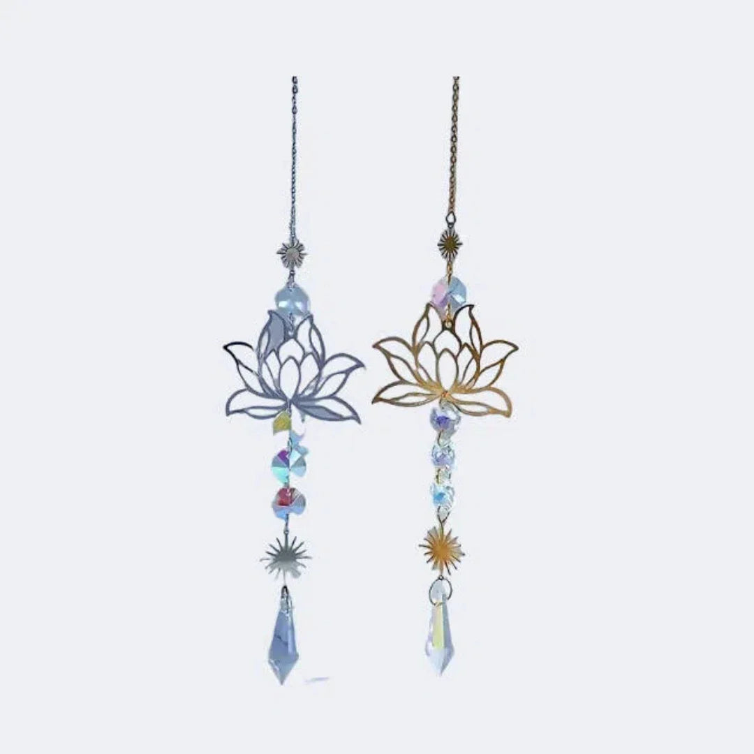 BowLift | Solunara Crystal Wind Chime | Handmade Lotus Suncatcher | Glass & Metal | For Garden, Window & Balcony