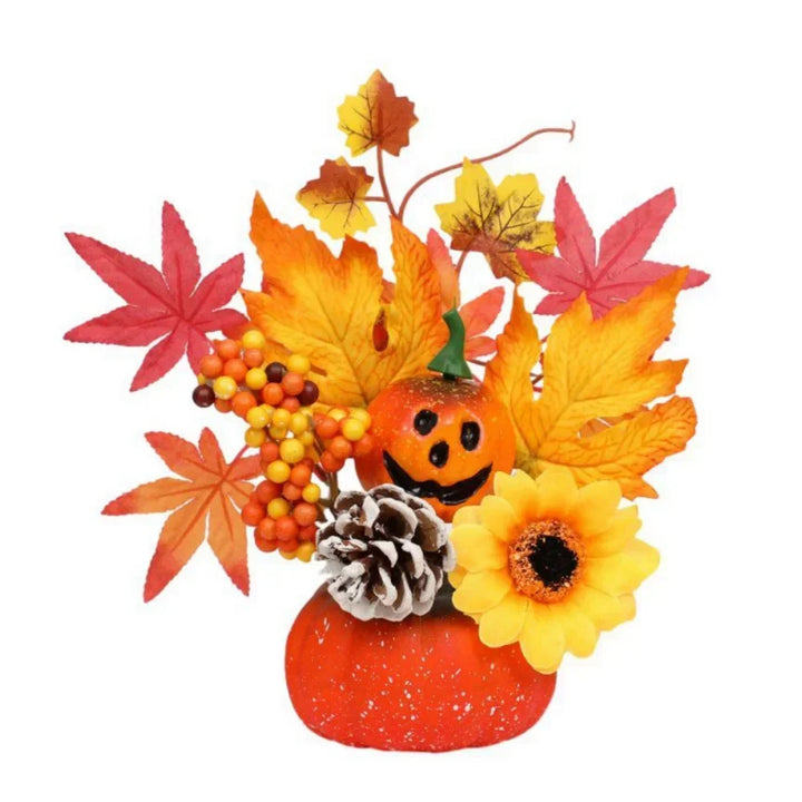 BowLift | Autumn Magic | Decorative Pumpkin with Artificial Flowers | 25–30 cm | Autumn & Halloween Decor