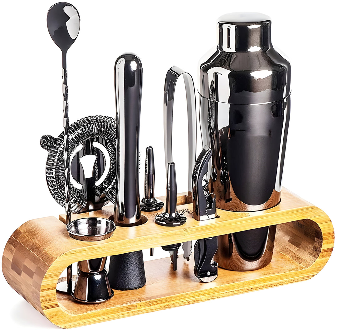Cocktail shaker set made of stainless steel – 10-piece premium bartender set | Ideal for mixed drinks and parties | Bowlift