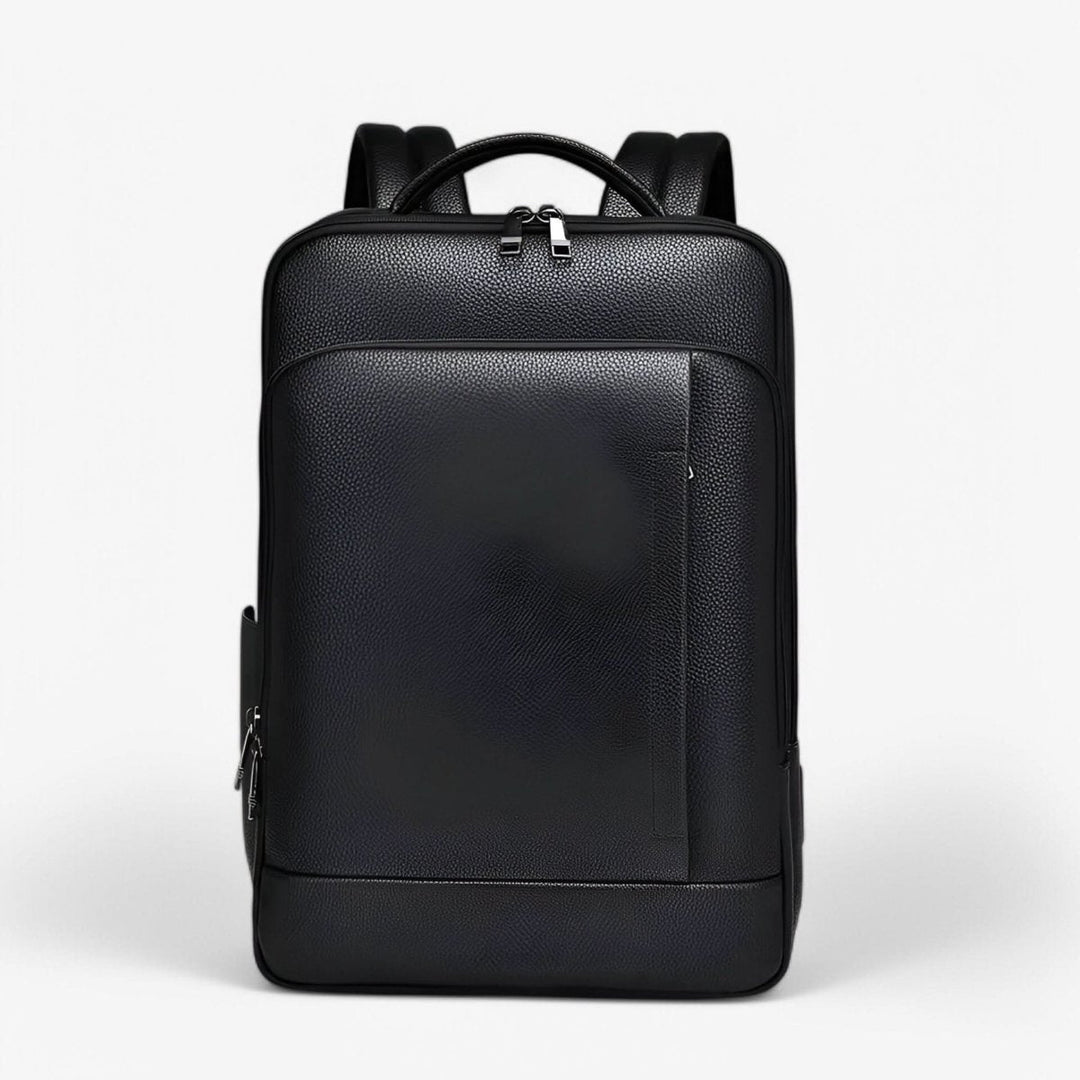 BowLift | Elegant leather rucksack for men/women with USB port for laptop and everyday use, 15.6 inch, black