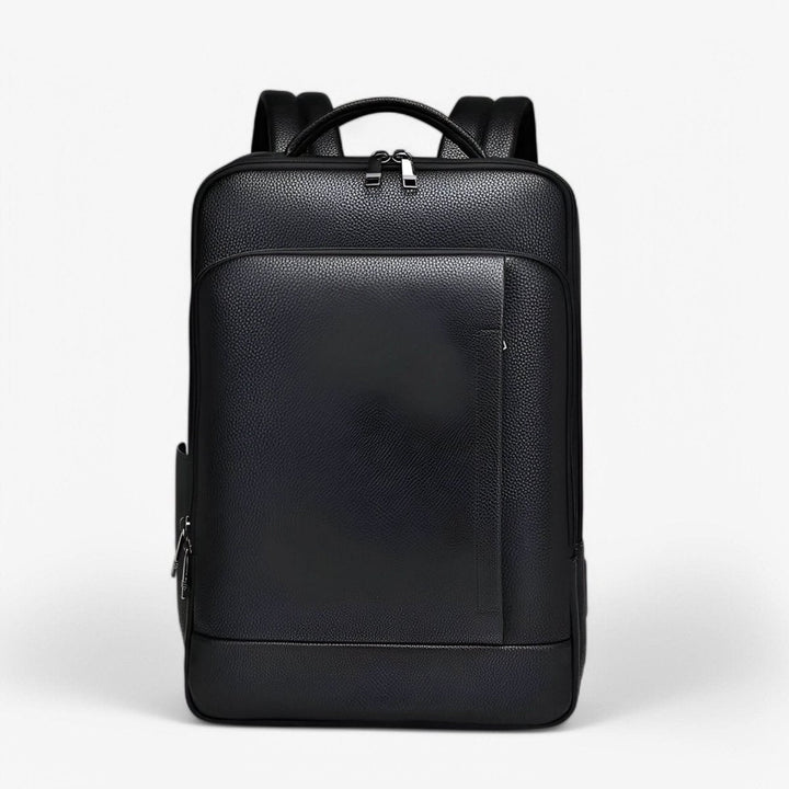 BowLift | Elegant leather rucksack for men/women with USB port for laptop and everyday use, 15.6 inch, black