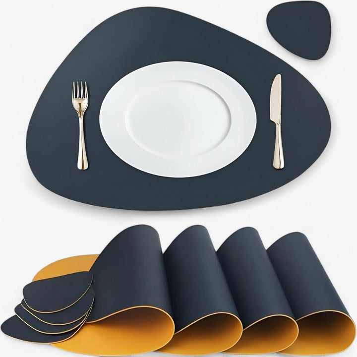 BowLift | Reversible Waterproof Faux Leather Dining Table Placemat Set