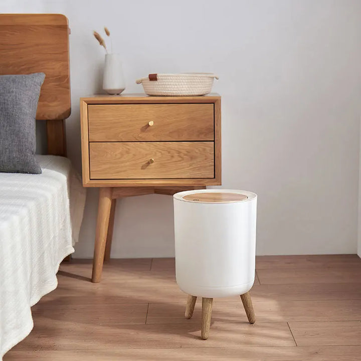 BowLift | Wooden High Foot Trash Can with Press Cover – EcoBin