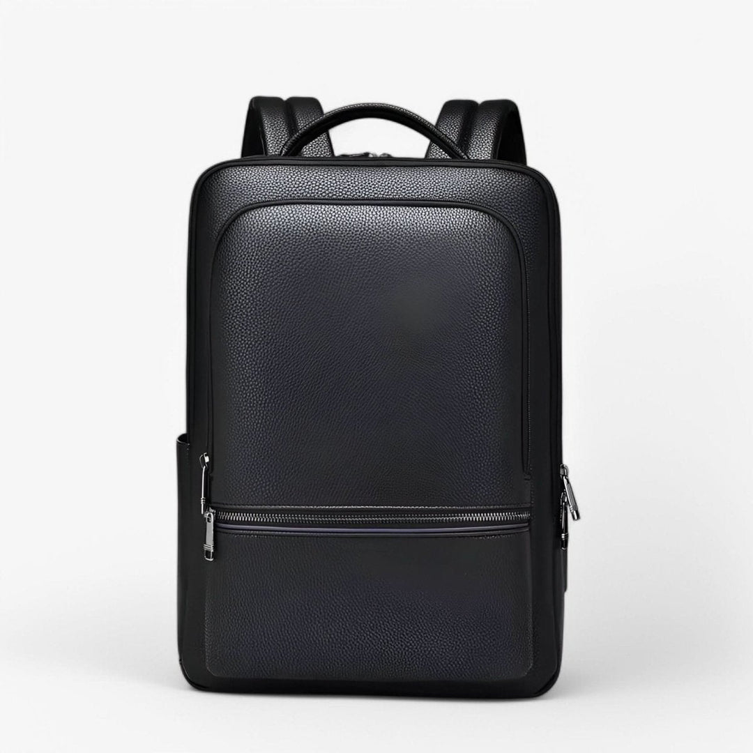 BowLift | Elegant leather rucksack for men/women with USB port for laptop and everyday use, 15.6 inch, black