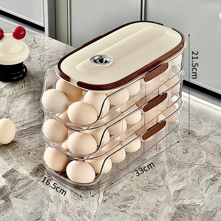 BowLift | RollEgg Max | Automatic Egg Holder for the Refrigerator | Stackable Egg Organizer Made of Clear Plastic