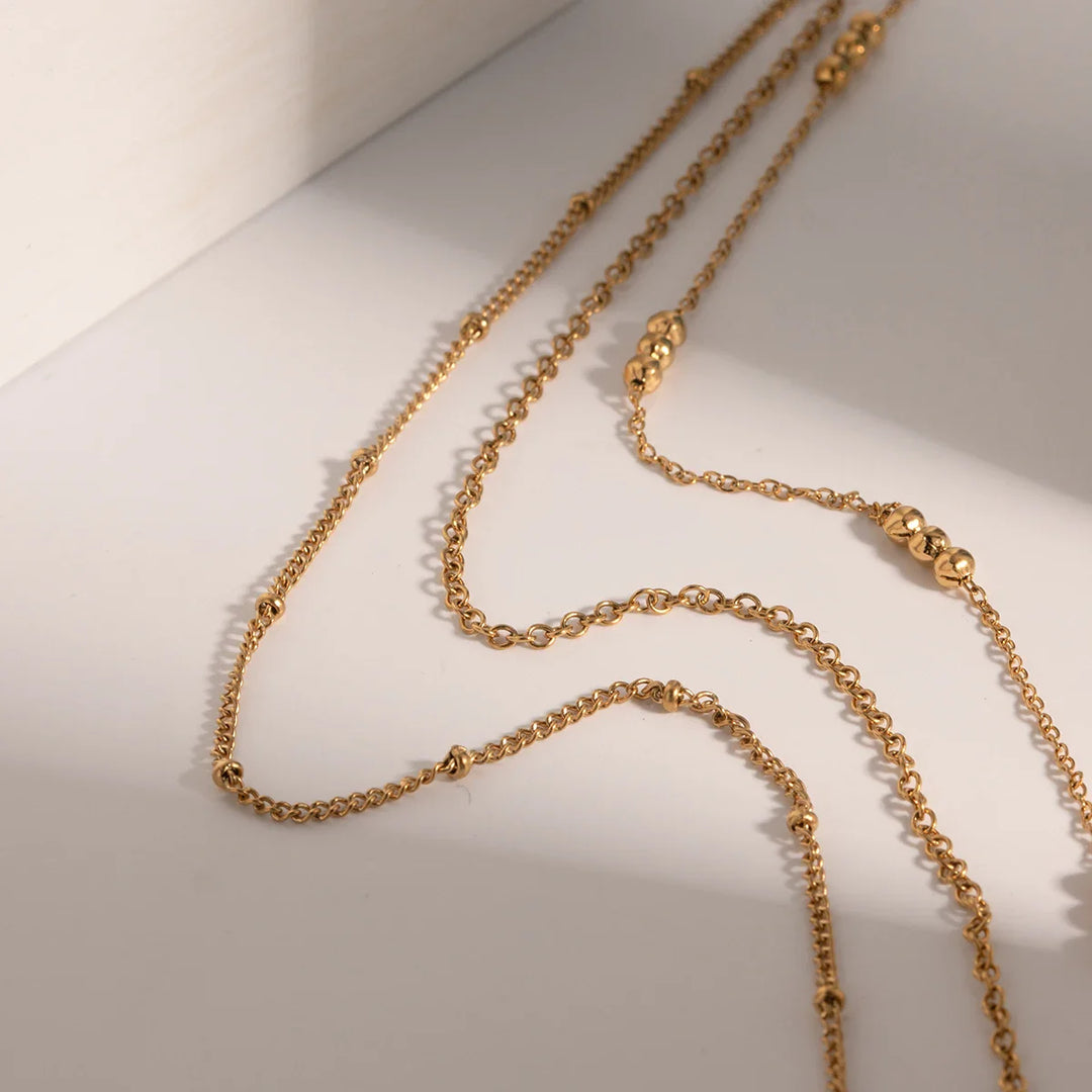 BowLift | 18k Dainty Triple Satellite Necklace Stack