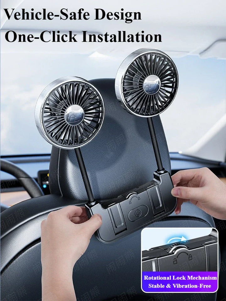 BowLift | Dual-Head Rear Seat Fan – Eary – (USB-C Rechargeable)