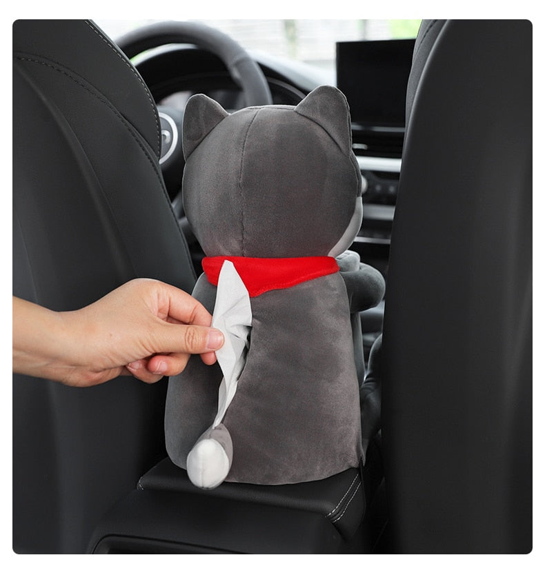 BowLift | Cute Plush Animals Armrest Tissue Box