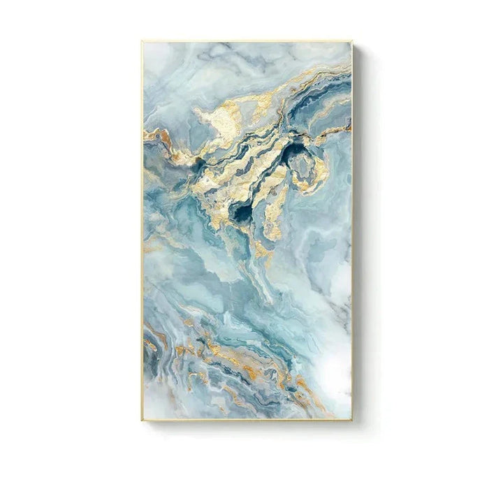 Blue Golden Liquid Marble Essence Wall Art Fine Art Canvas Prints Pictures For Modern Apartment Luxury Living Room Art Decor | Bowlift