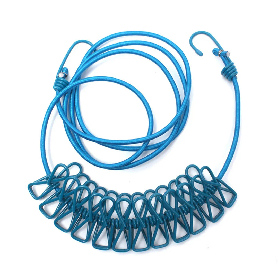 Windproof Non-Slip Elastic Multi-Clip Travel Clothesline | Bowlift