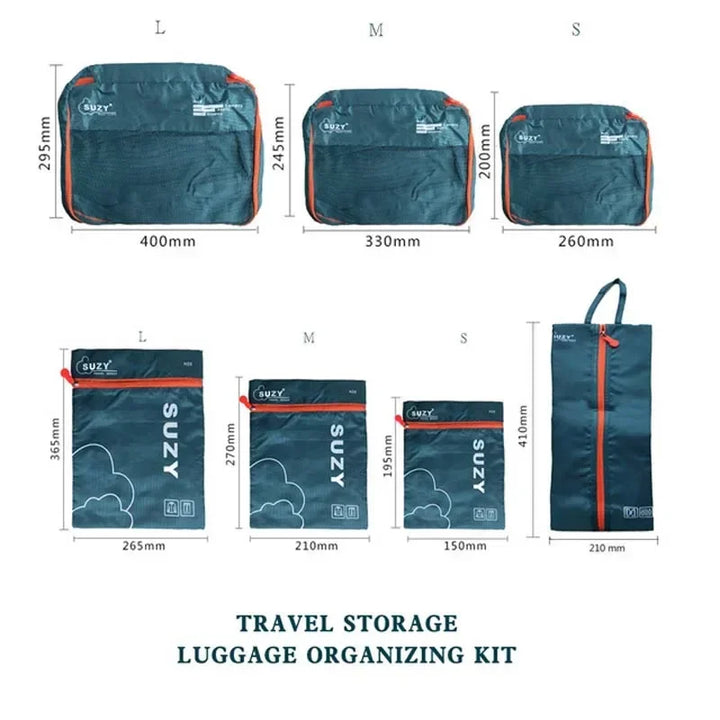 BowLift | Packavio Travel Organizer Set 7-piece | Suitcase Bags for Clothes & Shoes | Space-saving & Water-repellent