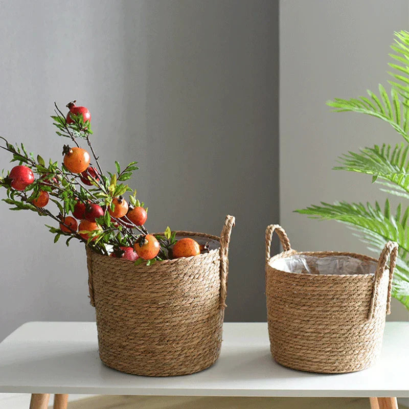 BowLift | Fibrano Flower Pot Braided | Made of Natural Fibers | Boho & Country Style | 2 Sizes
