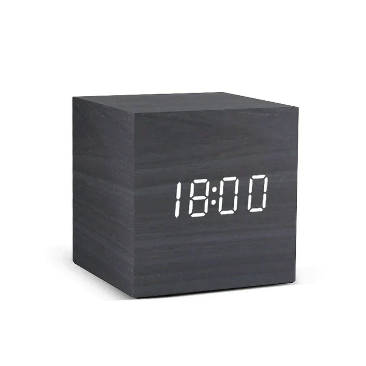 Wooden LED alarm clock with temperature display, digital time display and minimalist design – Perfect for bedroom and office | Bowlift