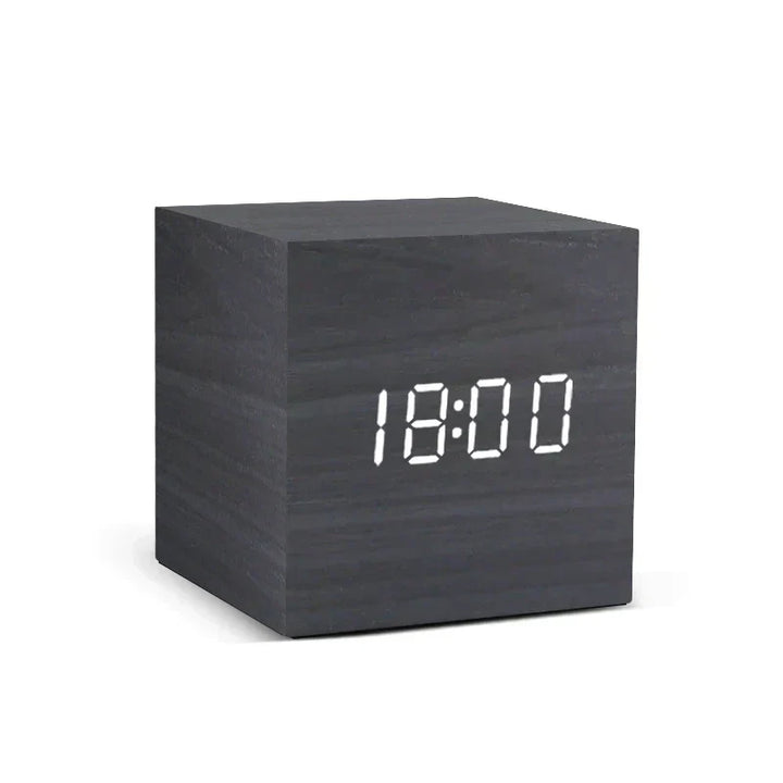 BowLift | Wooden LED alarm clock with temperature display, digital time indication and minimalist design – Perfect for bedroom and office