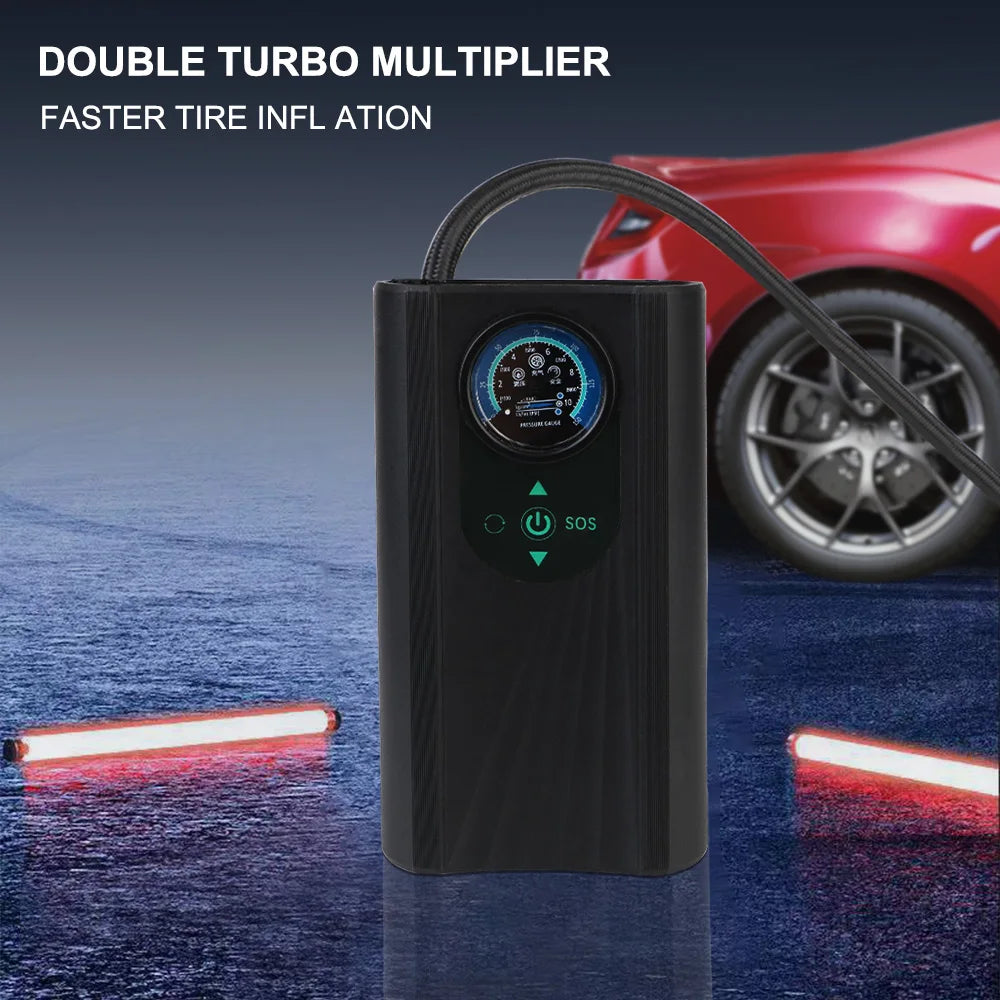 BowLift | Tire Pump AutoAirX Pro | Portable Compressor 12V | Metal Cylinder | For Car, Motorcycle, Bicycle & Ball
