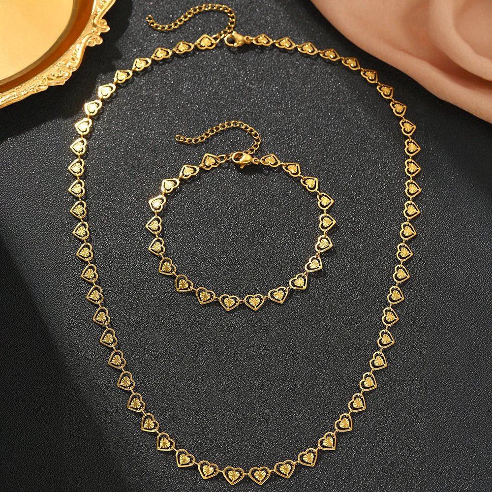 BowLift | Dainty Spiral Hearts Bracelet and Necklace Set