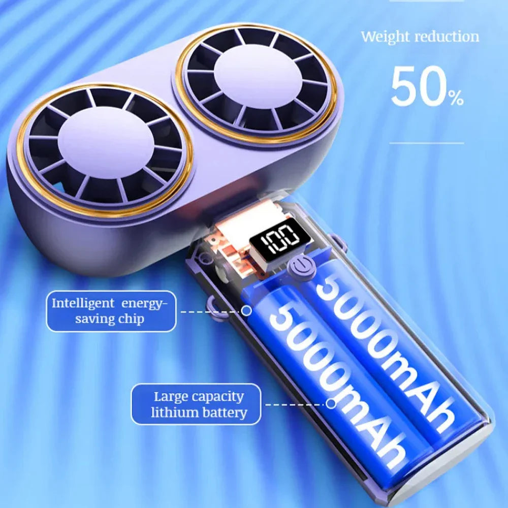 BowLift | AerisCool Handheld Fan Double-Cooler | 5-Stage Cooling | Rechargeable & Digital Display