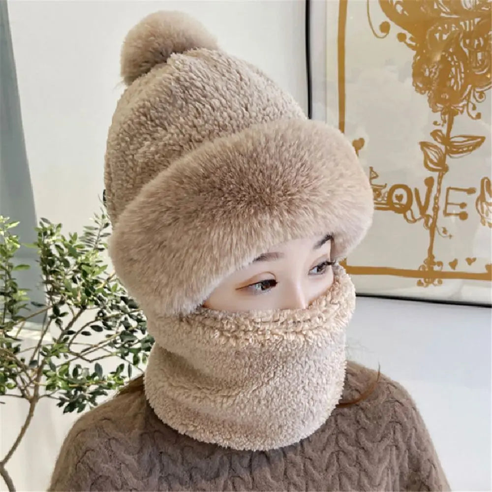 BowLift | Women’s Winter Beanie Hat with Scarf | Fuzzy Faux Fur | Windproof & Warm