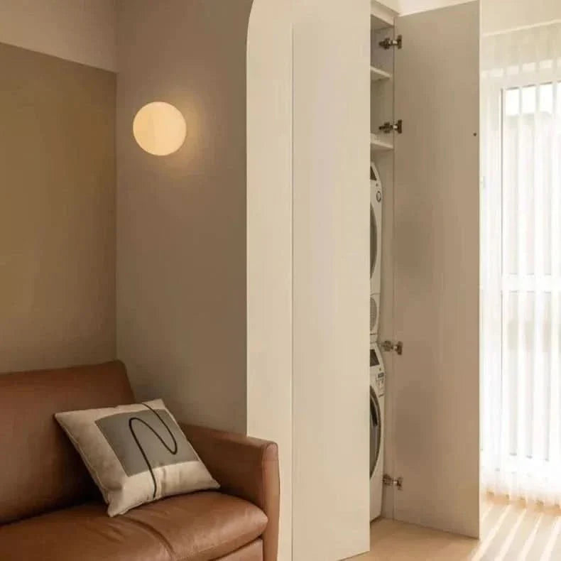 BowLift | Modern White Milk Glass Circular Wall Light