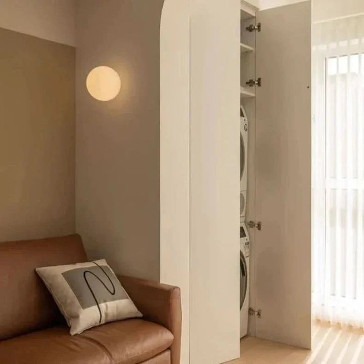 BowLift | Modern White Milk Glass Circular Wall Light