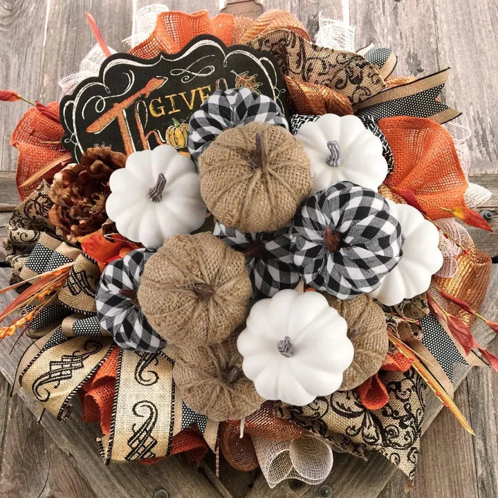 BowLift | Set of 12 decorative pumpkins made of jute material for autumn and Halloween