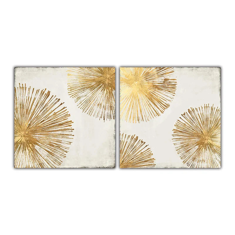 Golden Radial Circular Abstract Wall Art Fine Art Canvas Prints Posters Pictures For Living Room Dining Room Bedroom Art Decor | Bowlift