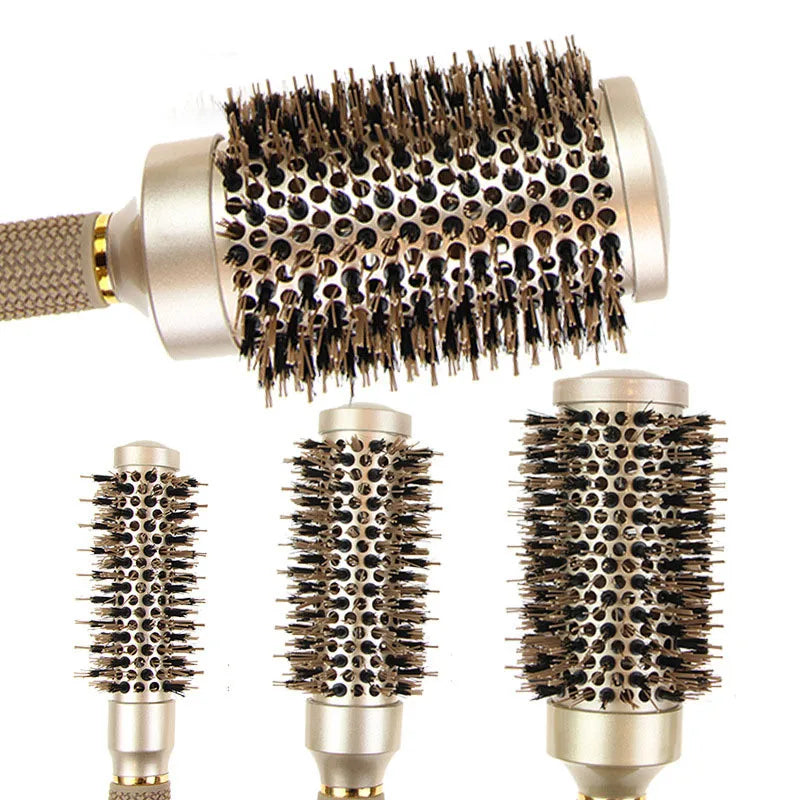 BowLift | Round Brush Set GLOSSENTA | Ions-Ceramic & Boar Bristles | Anti-frizz & Volume | 25–53 mm Ø