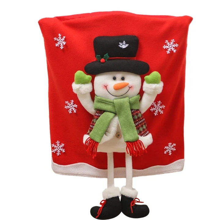 BowLift | Jolivine | Christmas Chair Cover | Santa, Snowman & Reindeer Design | Festive Chair Decoration for Christmas & New Year | Soft & Washable